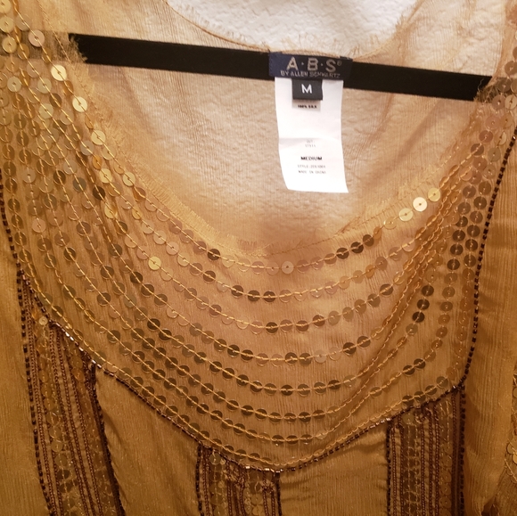 Julian Gold, Elegant Sheer Sequined Blouse - Picture 1 of 9